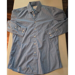 Bespoke Fitted Slim Fit Men's Dress Casual Shirt Sz 15-15.5/34-35 Solid Blue